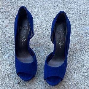 Jessica Simpson Blue Peep-Toe Heels